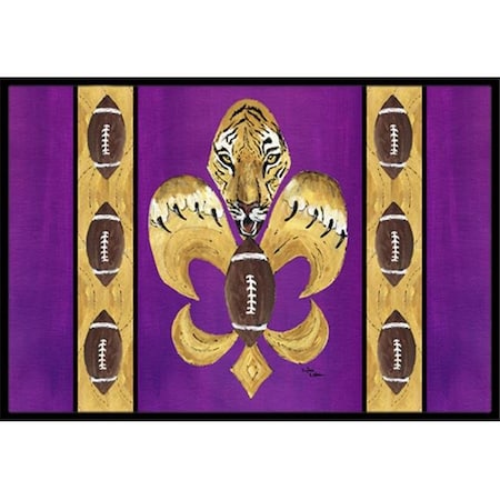 Carolines Treasures Carolines Treasures 8205-MAT Tiger Football Fleur de lis Indoor Or Outdoor Mat - 18 x 27 in. 8205-MAT